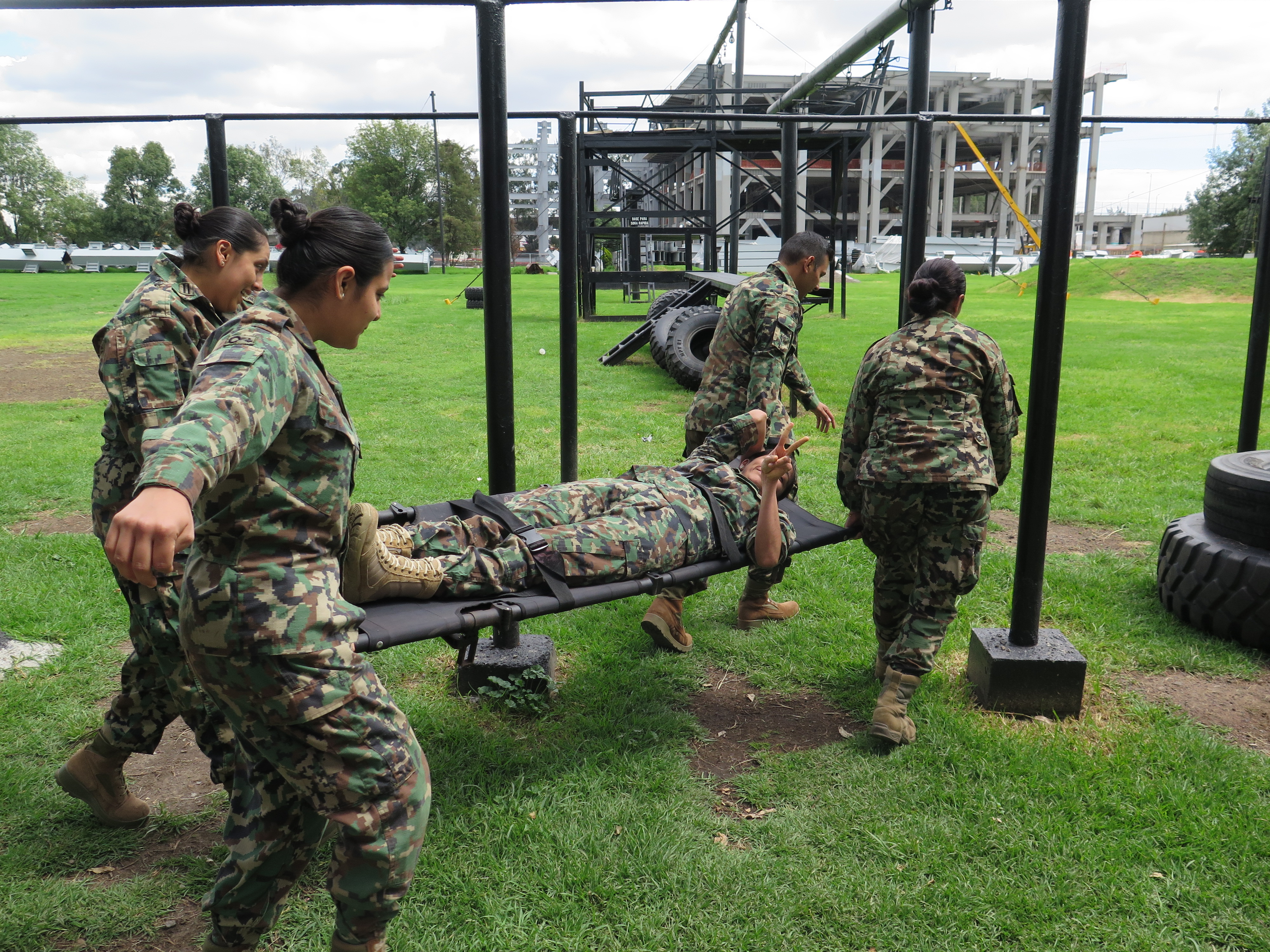 Mexico Navy students simulated proper casualty transport during a Aerial Patient Movement Casualty Evacuation course put on by DIMO.  (USAF Photo/Richard Gooding)